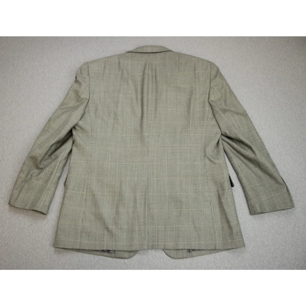 Jos A Bank Blazer Mens Size 46R Brown Windowpane Silk Wool 2 Button Notch Lapel